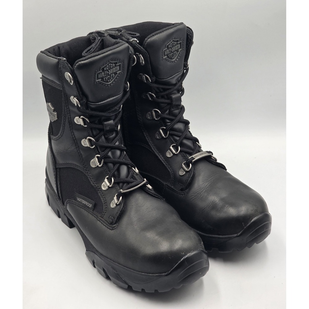 Harley Davidson Hennie Waterproof Moto Boots Black Womens 8.5M D85222